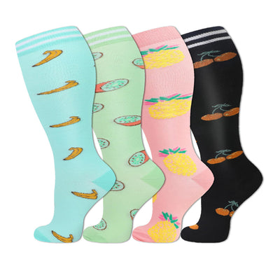 4 Pairs Plus Size Fruit Compression Socks