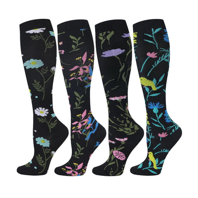 4 Pairs Flower Compression Socks