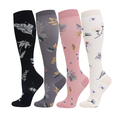 4 Pairs Flower Compression Socks