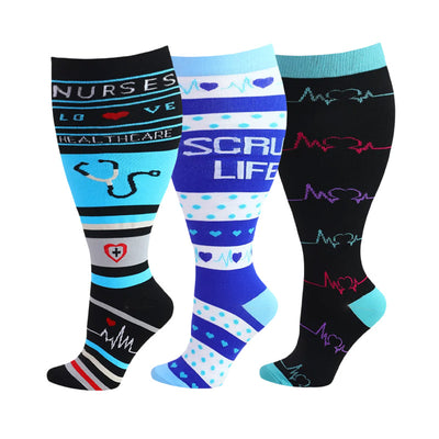 4 Pairs Plus Size Doctor-Stethoscope Series Compression Socks