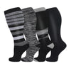 4 Pairs Plus Size Striped Compression Socks