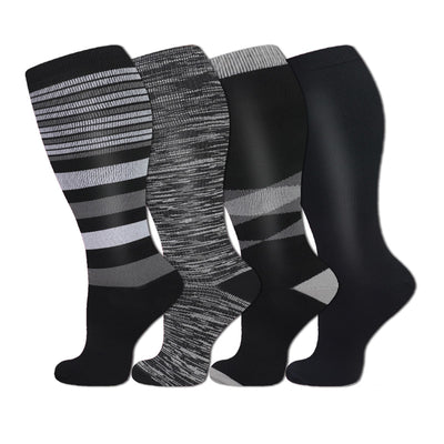 4 Pairs Plus Size Striped Compression Socks