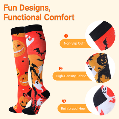 4 Pairs Halloween Compression socks