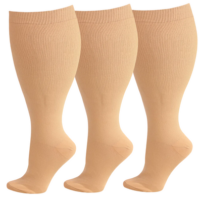 3/4 Pairs Plus Size Solid Color Compression Socks