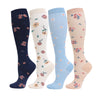 4 Pairs Flower Compression Socks