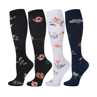 4 Pairs Flower Compression Socks