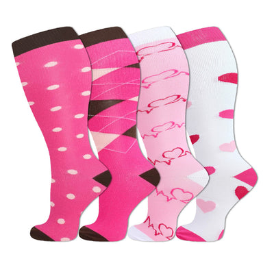 4 Pairs Plus Size Doctor-Stethoscope Series Compression Socks