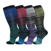4 Pairs Plus Size Striped Compression Socks