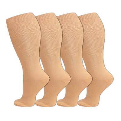 3/4 Pairs Plus Size Solid Color Compression Socks