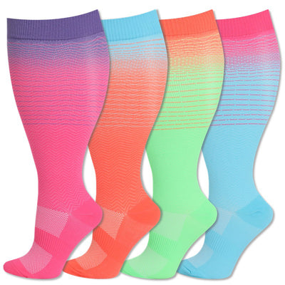 4 Pairs Plus Size Dazzle Compression Socks