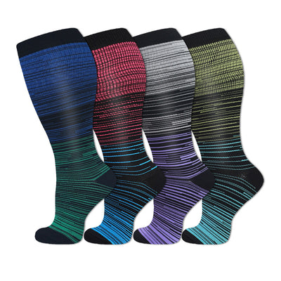 4 Pairs Plus Size Striped Compression Socks