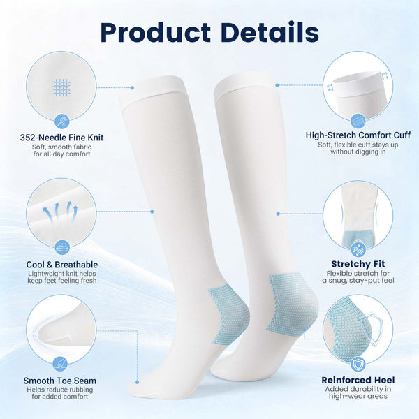 2 Pairs Lightweight Series 20–30 mmHg Compression Socks