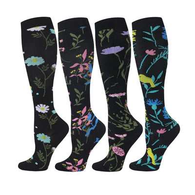 4 Pairs Flower Compression Socks