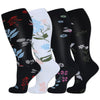 4 Pairs Plus Size Floral Compression Socks