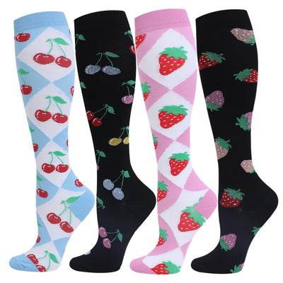 4 Pairs Fruits Compression Socks