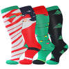 4 Pairs  Plus Size Christmas Compression Socks