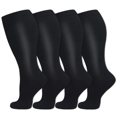 3/4 Pairs Plus Size Solid Color Compression Socks