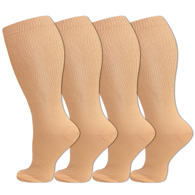 3/4 Pairs Plus Size Solid Color Compression Socks