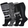 4 Pairs Plus Size Striped Compression Socks