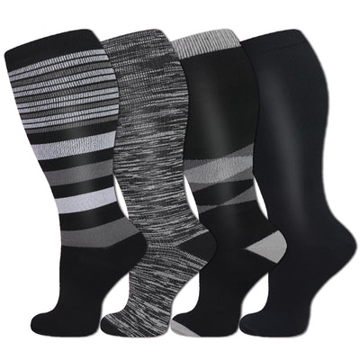 4 Pairs Plus Size Striped Compression Socks