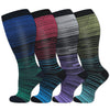 4 Pairs Plus Size Striped Compression Socks