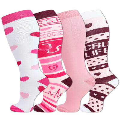 3/4 Pairs Plus Size Doctor-Stethoscope Series Compression Socks