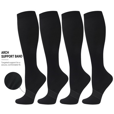 4 Pairs Solid Color Compression Socks