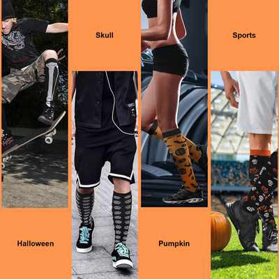 4 Pairs Halloween Compression socks