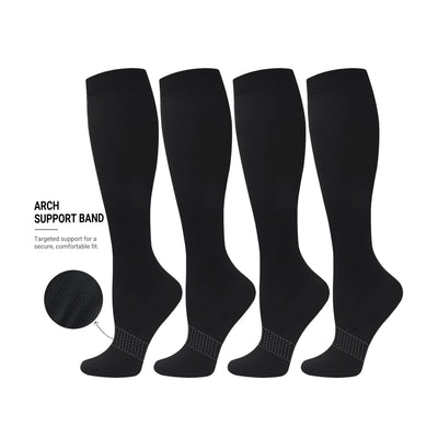 4 Pairs Solid Color Compression Socks